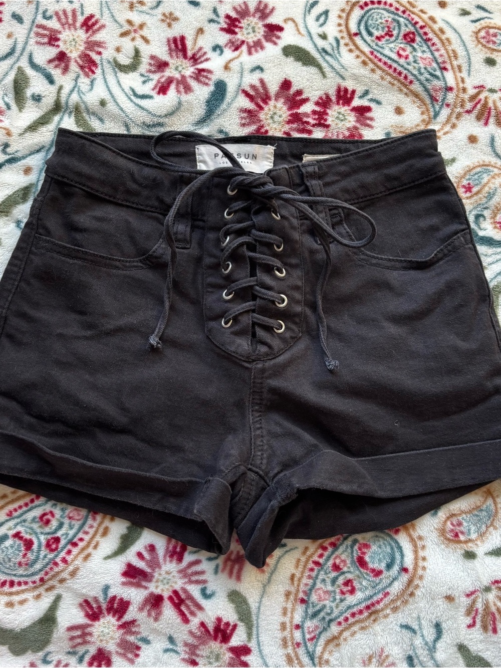 PacSun Black Lace-Up High Waist Shorts